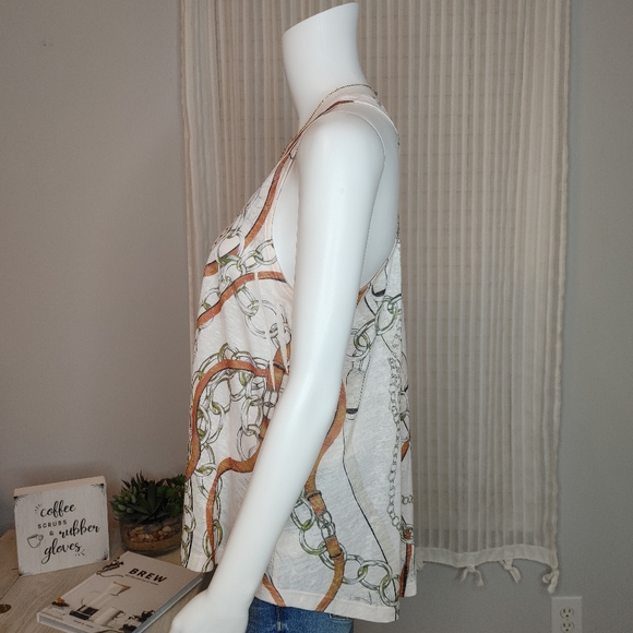 ENTI RACER BACK CHAIN PRINT TANK TOP, M - Picture 5 of 7